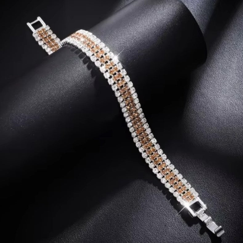 Cubic Zirconia Gold Plated Brass Bracelet