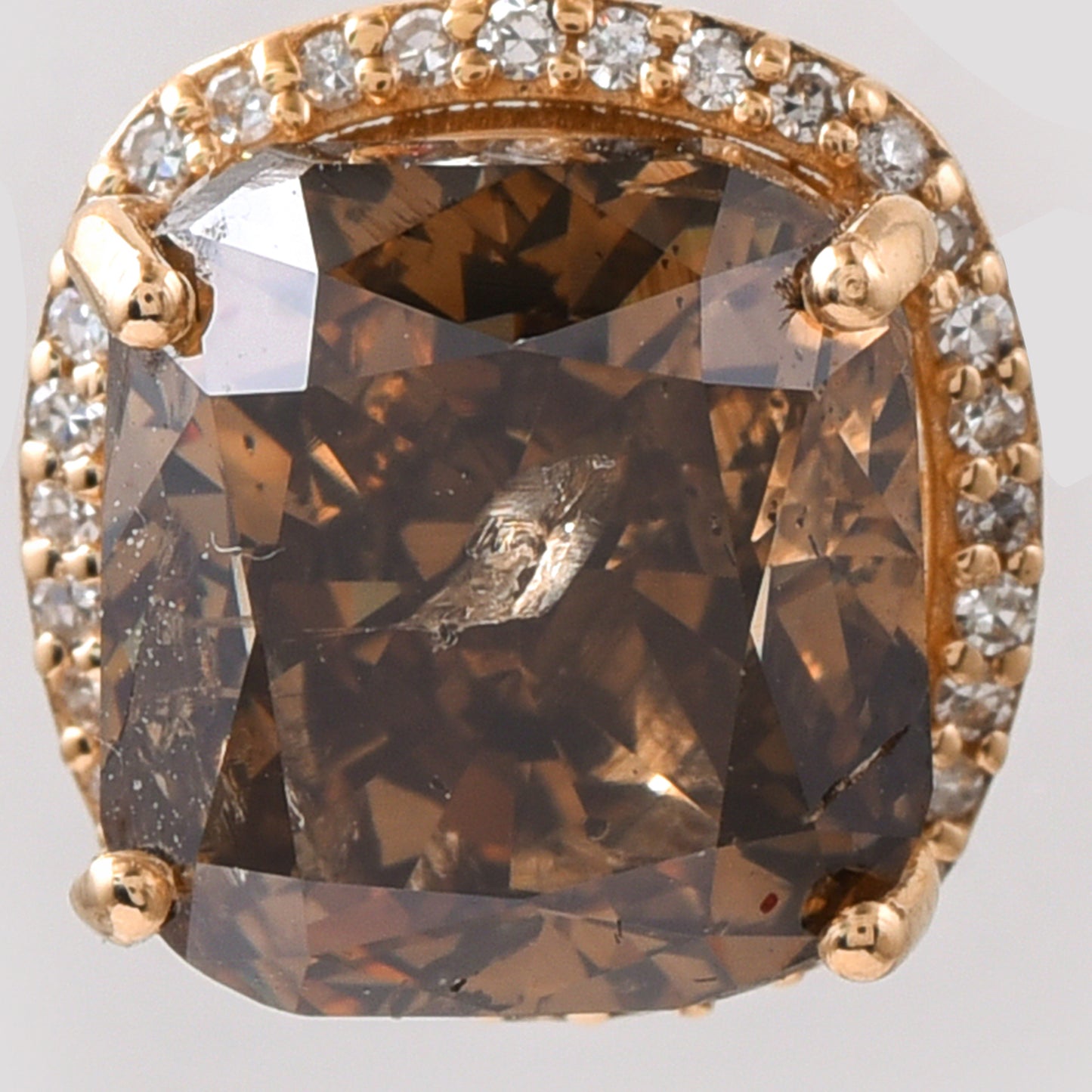 5.10 Ct Cushion Brown Diamond 14K Gold Pendant