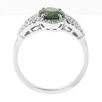 1.74 Ct Oval Mixed Cut Natural Green Sapphire 950 Platinum Ring