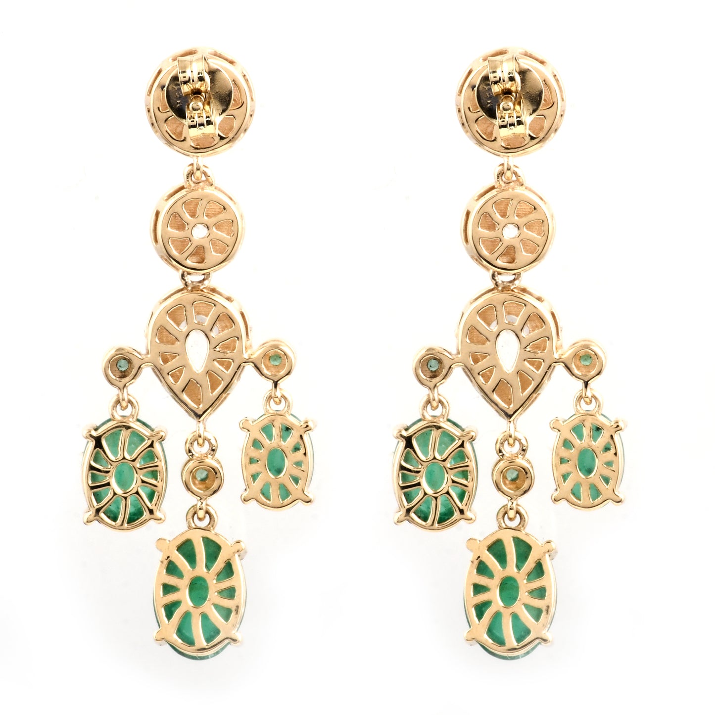 9.62 Ct Oval Emerald 14K Gold Earrings