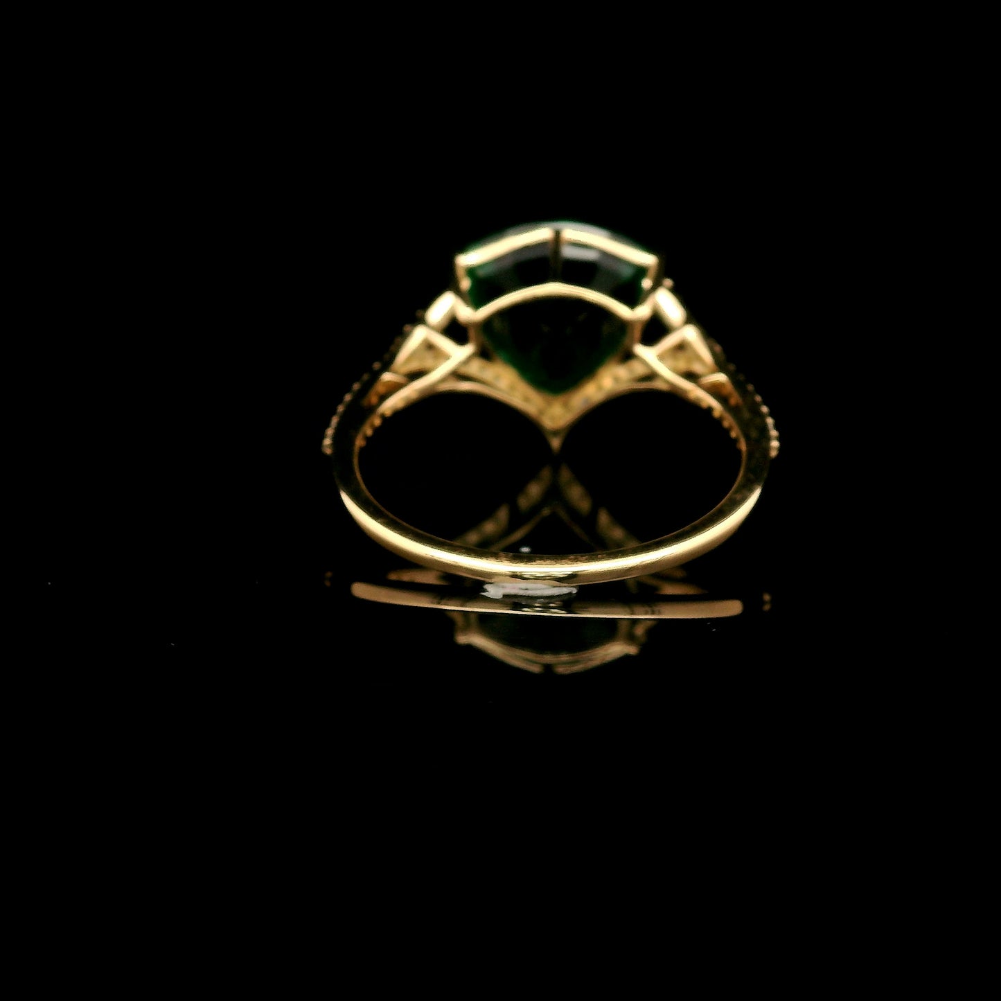 3.35 Ct Triangular Mixed Cut Lab Grown Emerald 14K Gold Ring