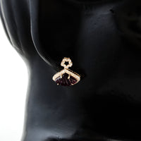3.55 Ct Fancy Carving Natural Tourmaline 14K Gold Earrings