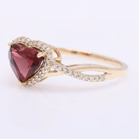 1.78 Ct Heart Mixed Cut Natural Garnet 14K Gold Ring