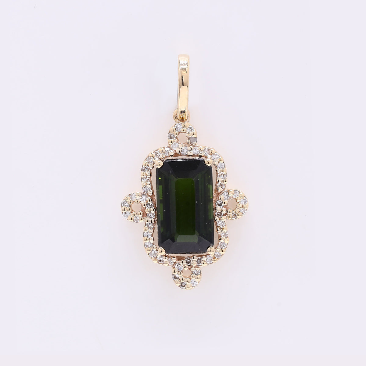 1.99 Ct Octagon Step Cut Natural Tourmaline 14K Gold Pendant