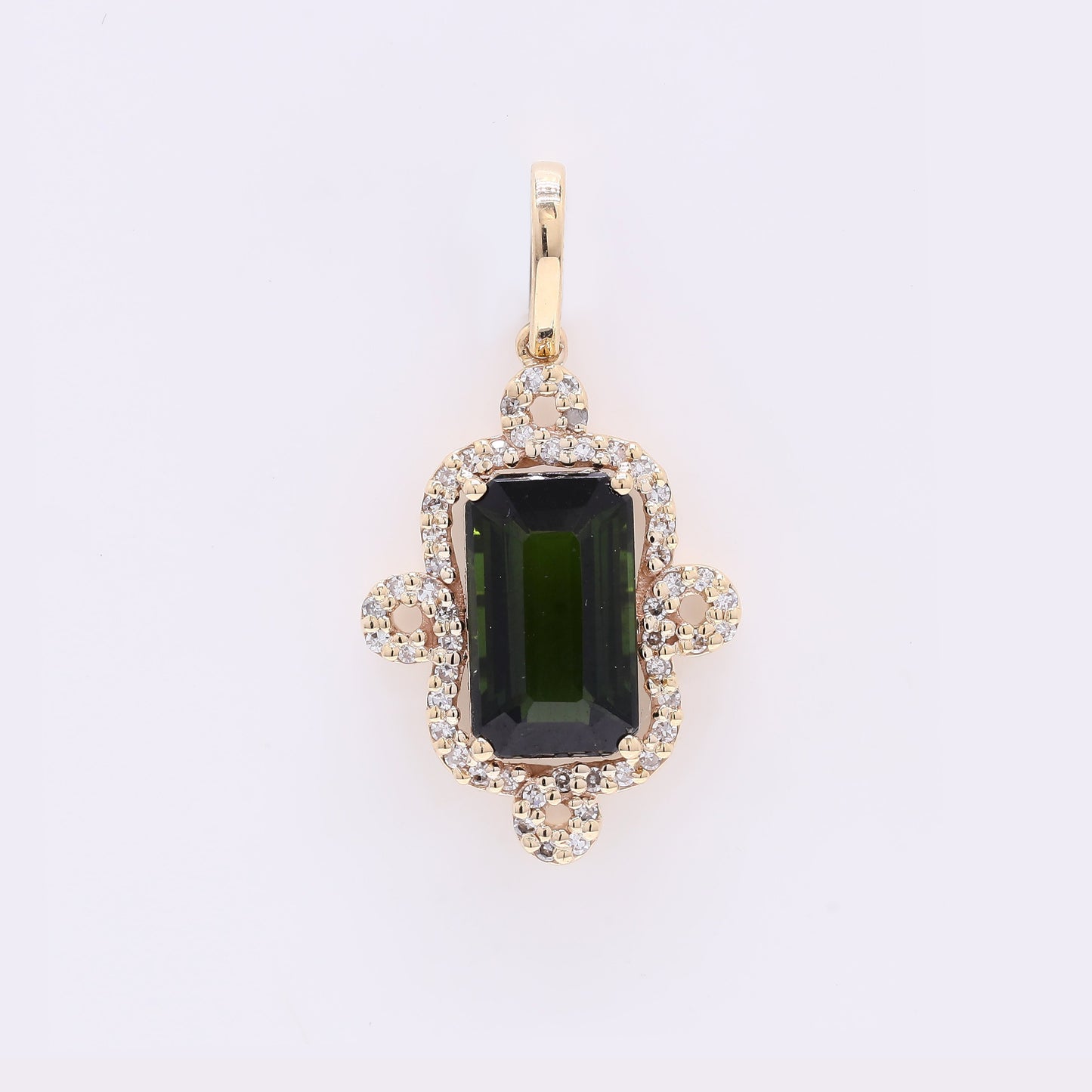1.99 Ct Octagon Step Cut Natural Tourmaline 14K Gold Pendant
