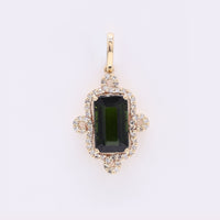 1.99 Ct Octagon Step Cut Natural Tourmaline 14K Gold Pendant