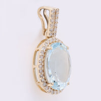 2.07 Ct Oval Mixed Cut Natural Aquamarine 14K Gold Pendant
