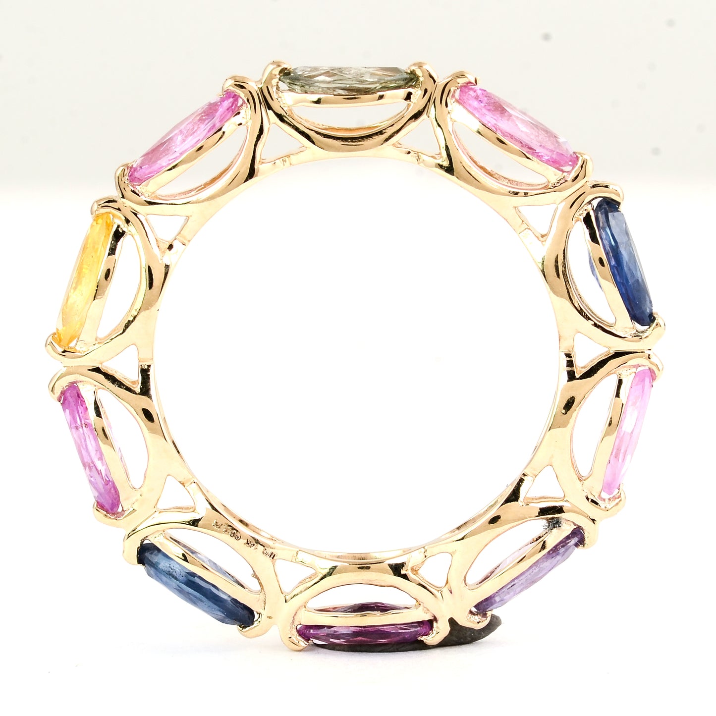 2.76 Carat Marquise Mixed Cut Natural Corundum Multi Sapphire 14K Gold Ring