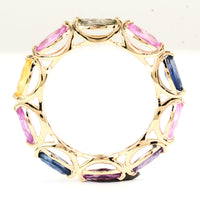 2.76 Carat Marquise Mixed Cut Natural Corundum Multi Sapphire 14K Gold Ring