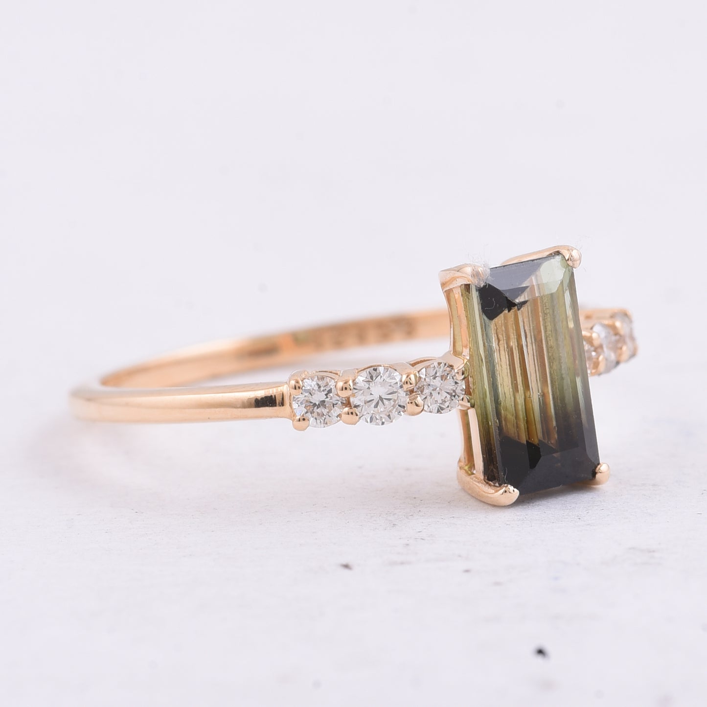 0.95 Ct Rectangle Step Cut Natural Tourmaline 14K Gold Ring