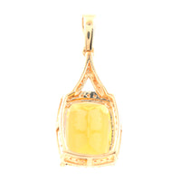 2.94 Ct Cushion Mixed Cut Natural Fire Opal 14K Gold Pendant