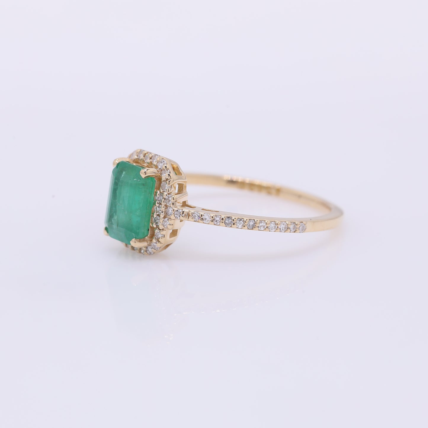 1.24 Ct Octagon Step Cut Natural Emerald 14K Gold Ring