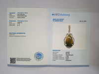 2.32 Ct Pear Cabochon Natural Black Opal 14K Gold Pendant