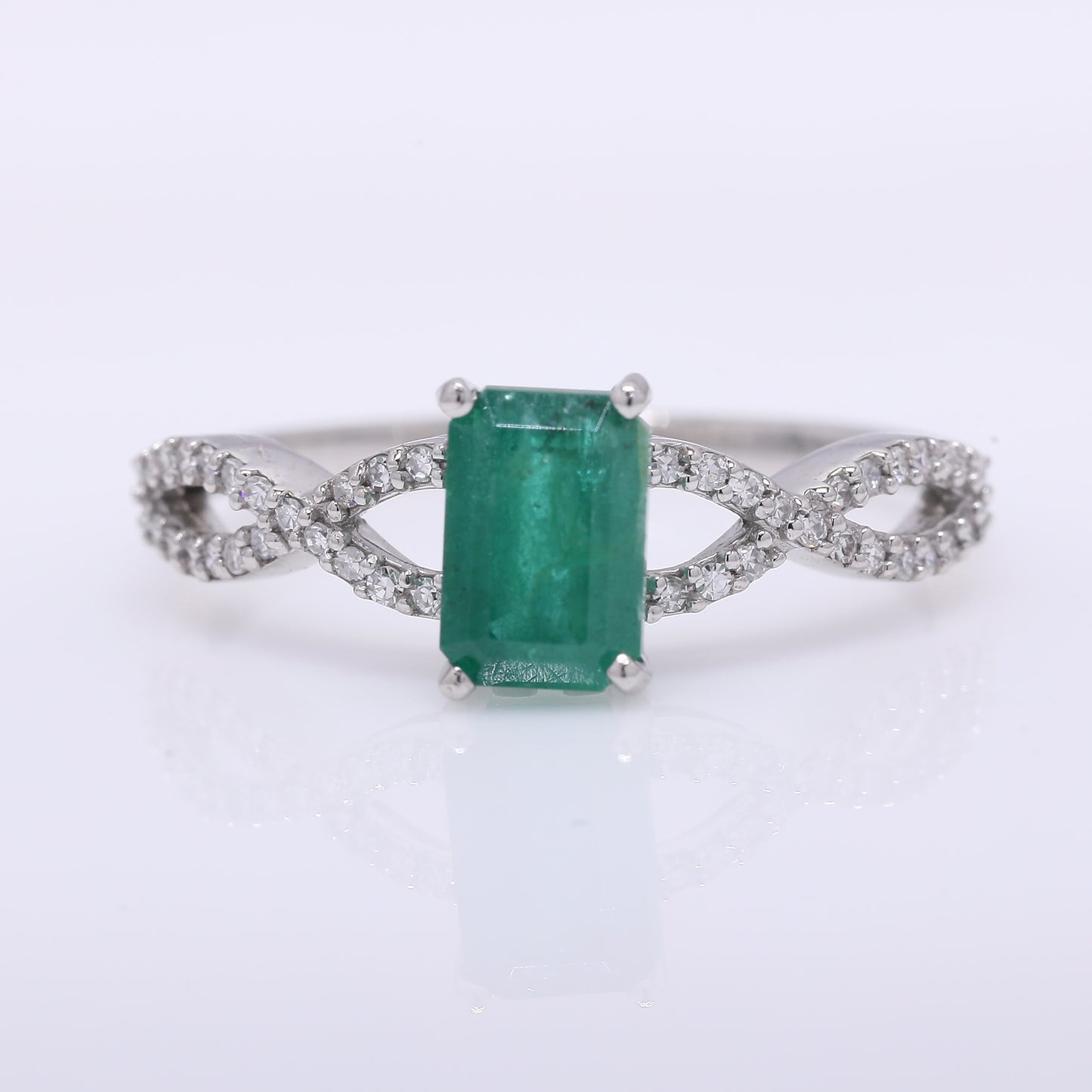 1.31 Ct Octagon Step Cut Natural Emerald 950 Platinum Ring