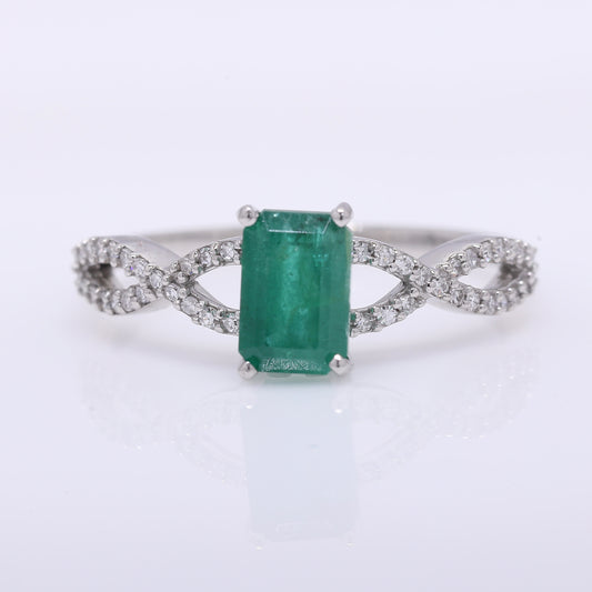 1.31 Ct Octagon Step Cut Natural Emerald 950 Platinum Ring