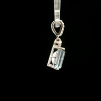 3.31 Ct Octagon Blue Topaz, White Zircon 925 Sterling Silver Pendant
