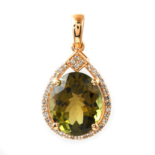 1.19 Ct Oval Mixed Cut Natural Tourmaline 14K Gold Pendant