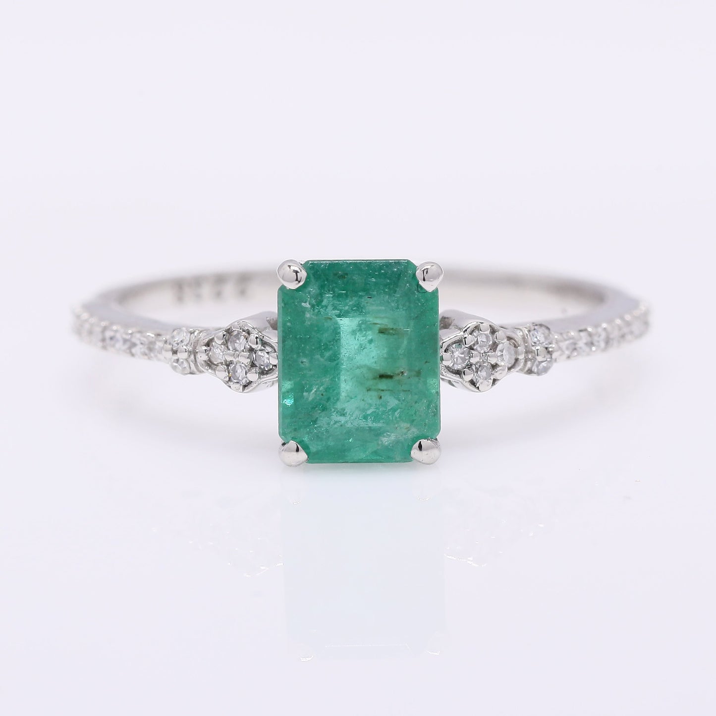 1.22 Ct Octagon Step Cut Natural Emerald 950 Platinum Ring