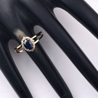 1.20 Ct Oval Mixed Cut Natural Sapphire 14K Gold Ring