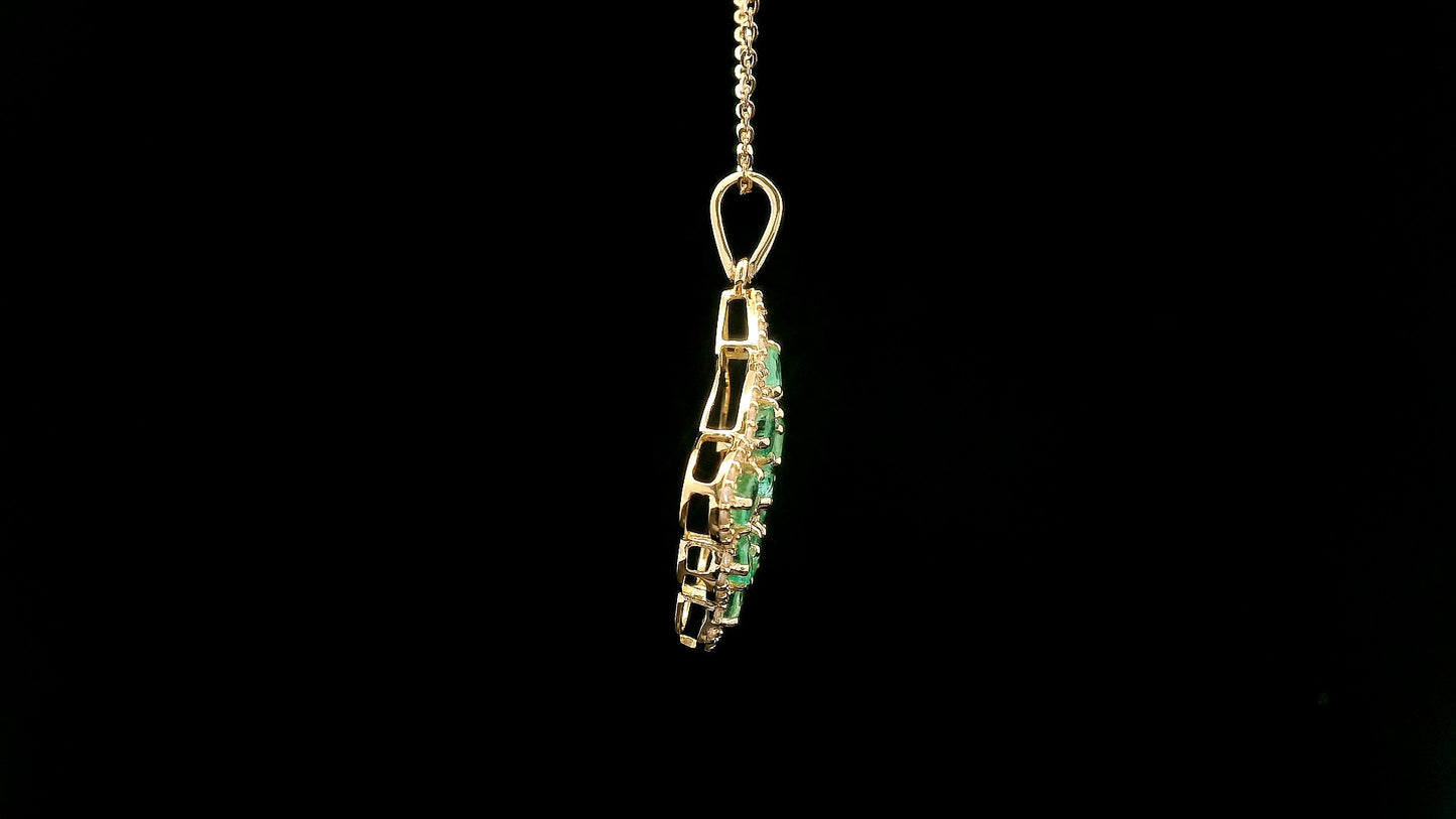 1.28 Ct Round Emerald 14K Gold Pendant