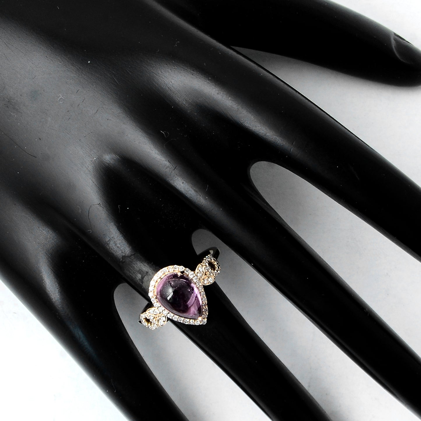 2.51 Ct Pear Cabochon Natural Tourmaline 14K Gold Ring