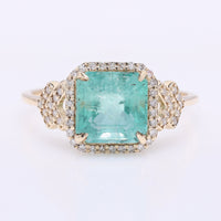 2.48 Ct Octagon Step Cut Natural Emerald 14K Gold Ring