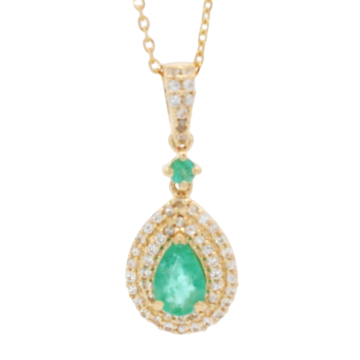 0.61 Ct Pear Emerald 14K Gold Pendant