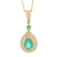 0.61 Ct Pear Emerald 14K Gold Pendant