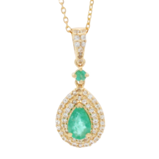 0.61 Ct Pear Emerald 14K Gold Pendant