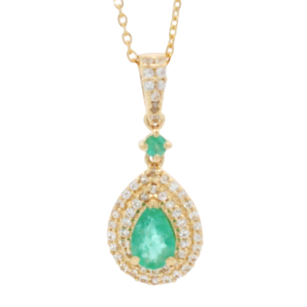 0.61 Ct Pear Emerald 14K Gold Pendant