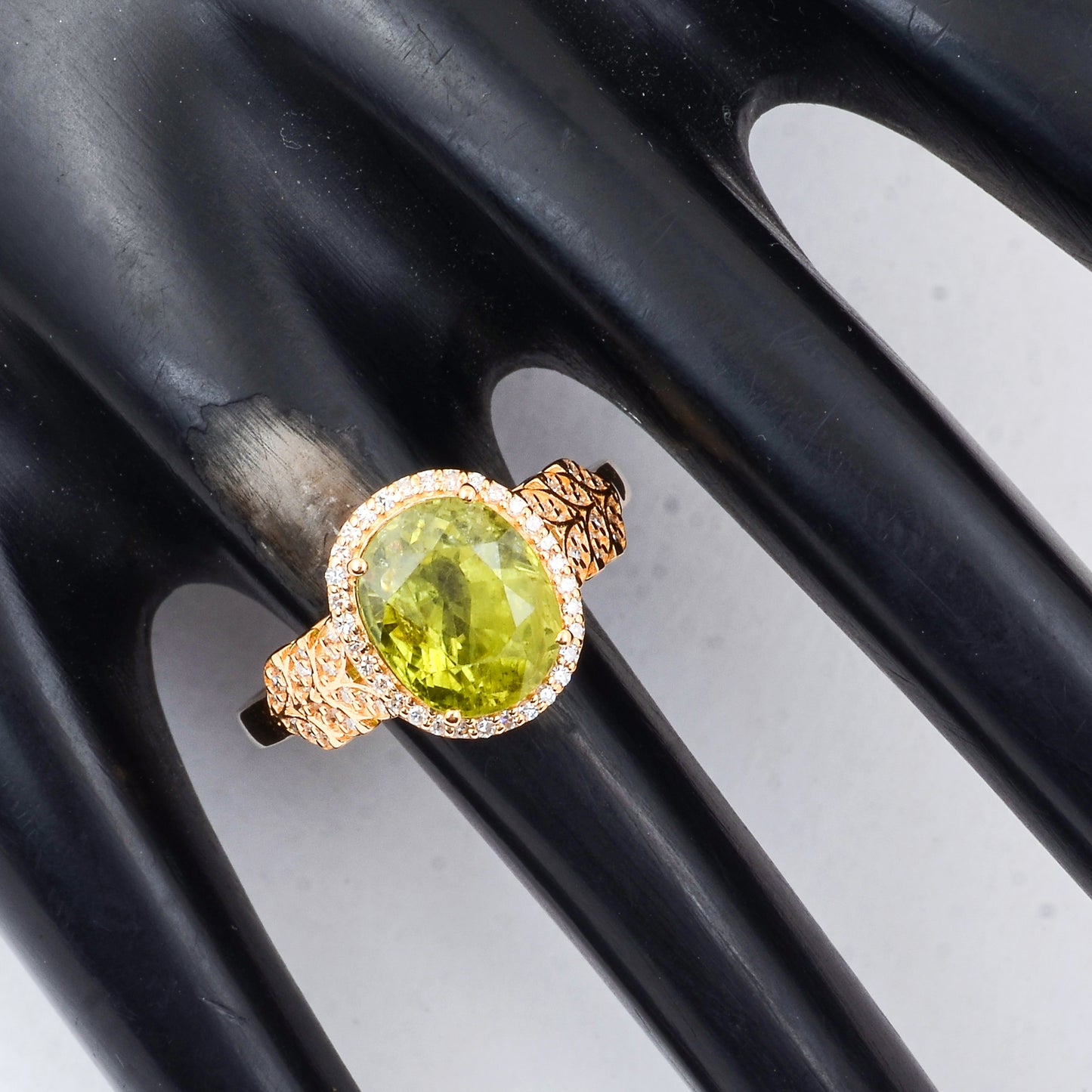 4.27 Ct Oval Mixed Cut Natural Green Sapphire 14K Gold Ring