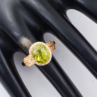 4.27 Ct Oval Mixed Cut Natural Green Sapphire 14K Gold Ring