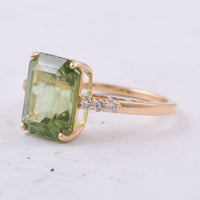 5.33 Ct Octagon Natural Peridot 14K Gold Ring