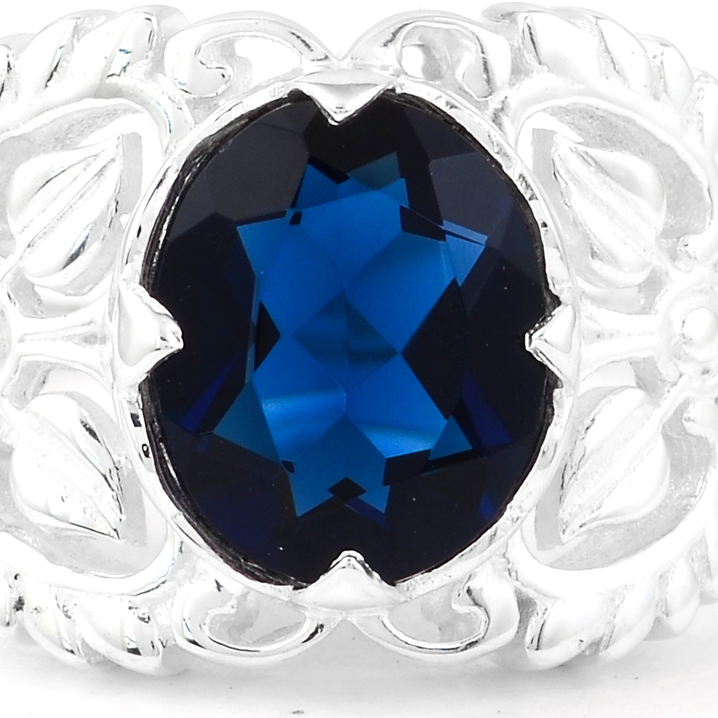 2.30 Ct Oval Created Sapphire 925 Sterling Silver Ring