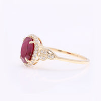 1.81 Ct Oval Mixed Cut Natural Ruby 14K Gold Ring