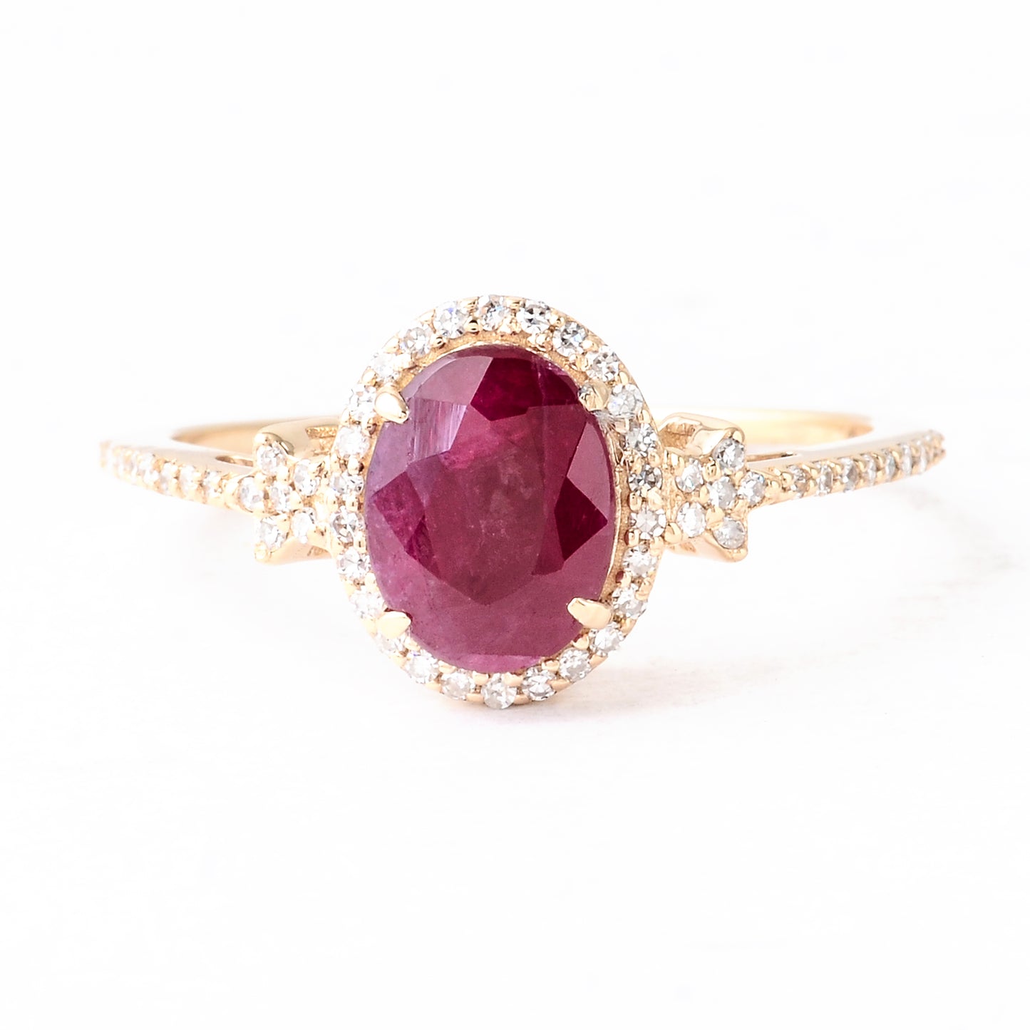 2.03 Ct Oval Mixed Cut Natural Corundum Ruby 14K Gold Ring