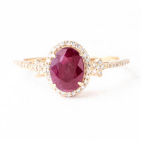 2.03 Ct Oval Mixed Cut Natural Corundum Ruby 14K Gold Ring