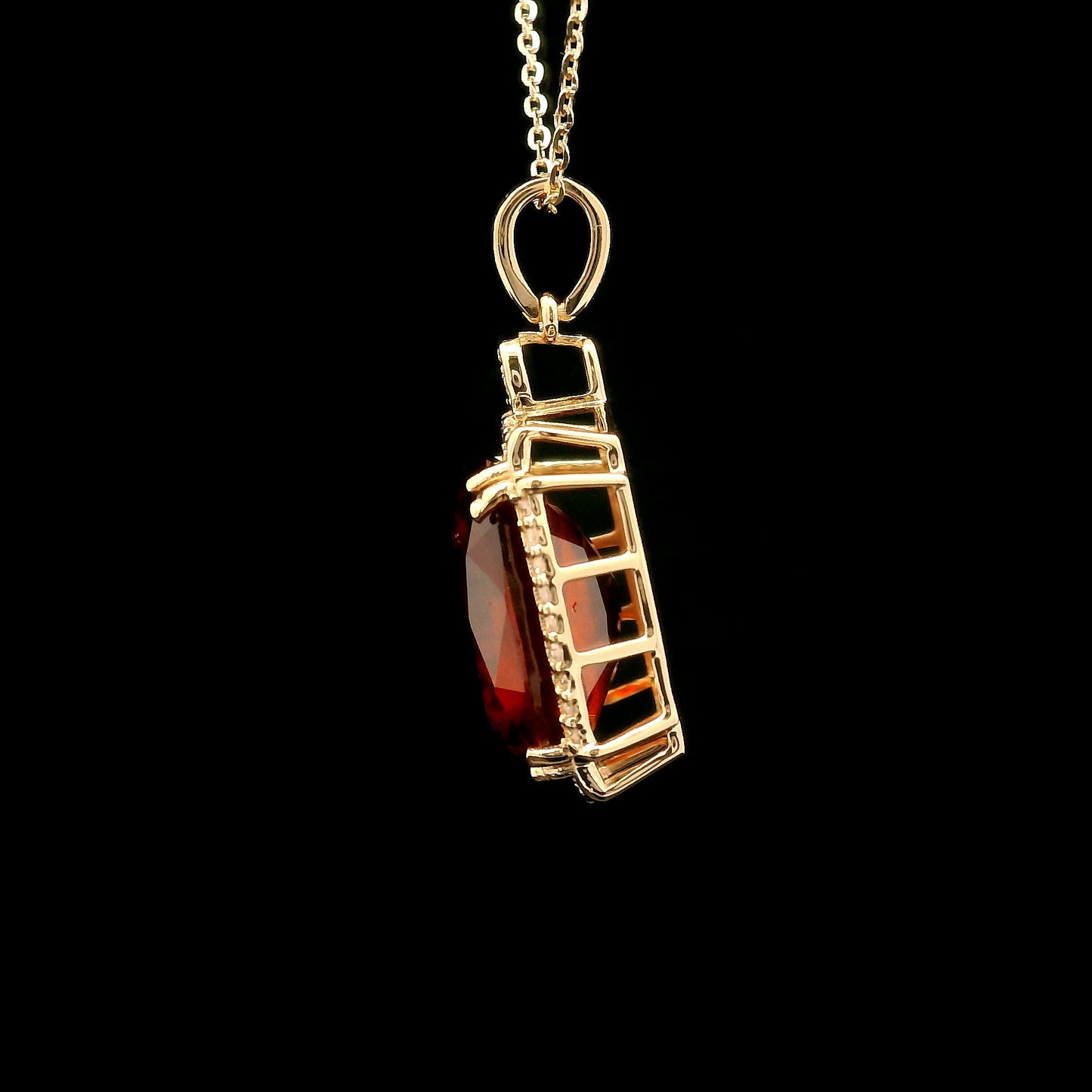 8.97 Ct Cushion Hessonite 14K Gold Pendant