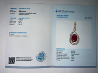 1.72 Ct Oval Natural Ruby 14K Gold Pendant