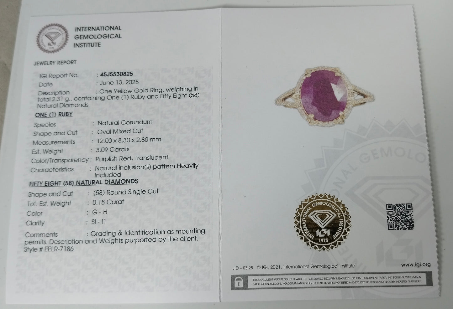 3.27 Ct Oval Mixed Cut Natural Corundum Ruby 14K Gold Ring
