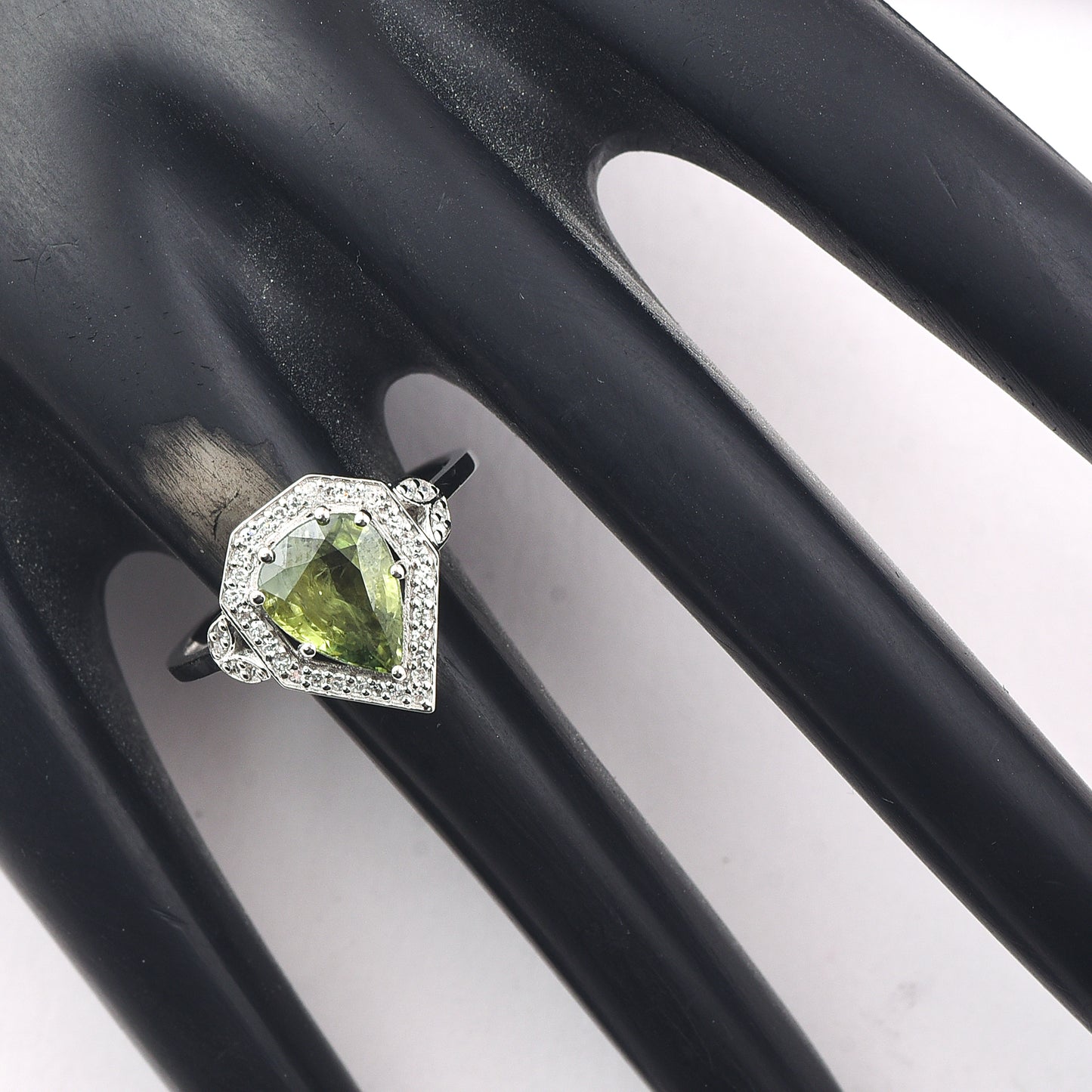 1.96 Ct Pear Mixed Cut Natural Green Sapphire 950 Platinum Ring