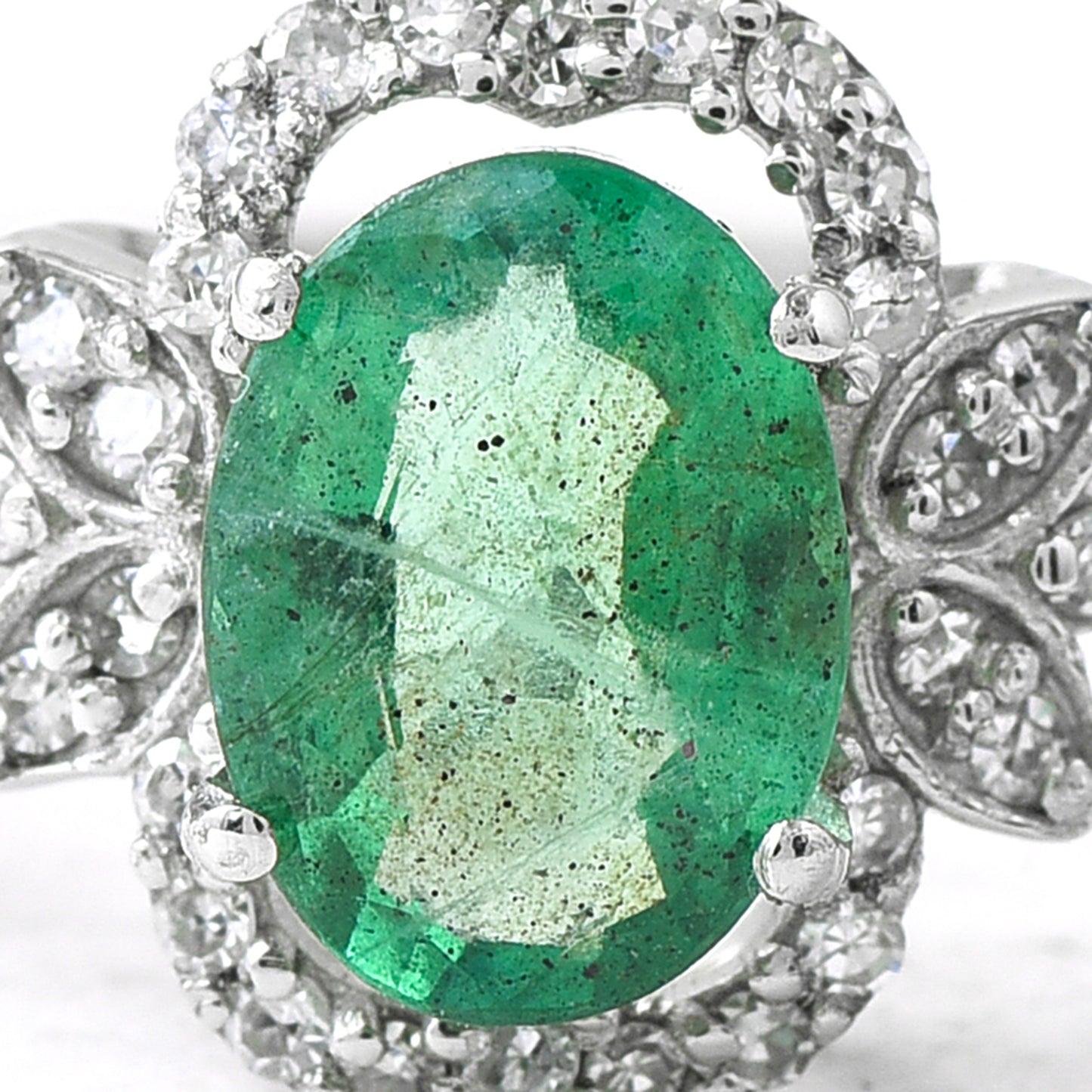 1.04 Ct Oval Emerald 950 Platinum Ring