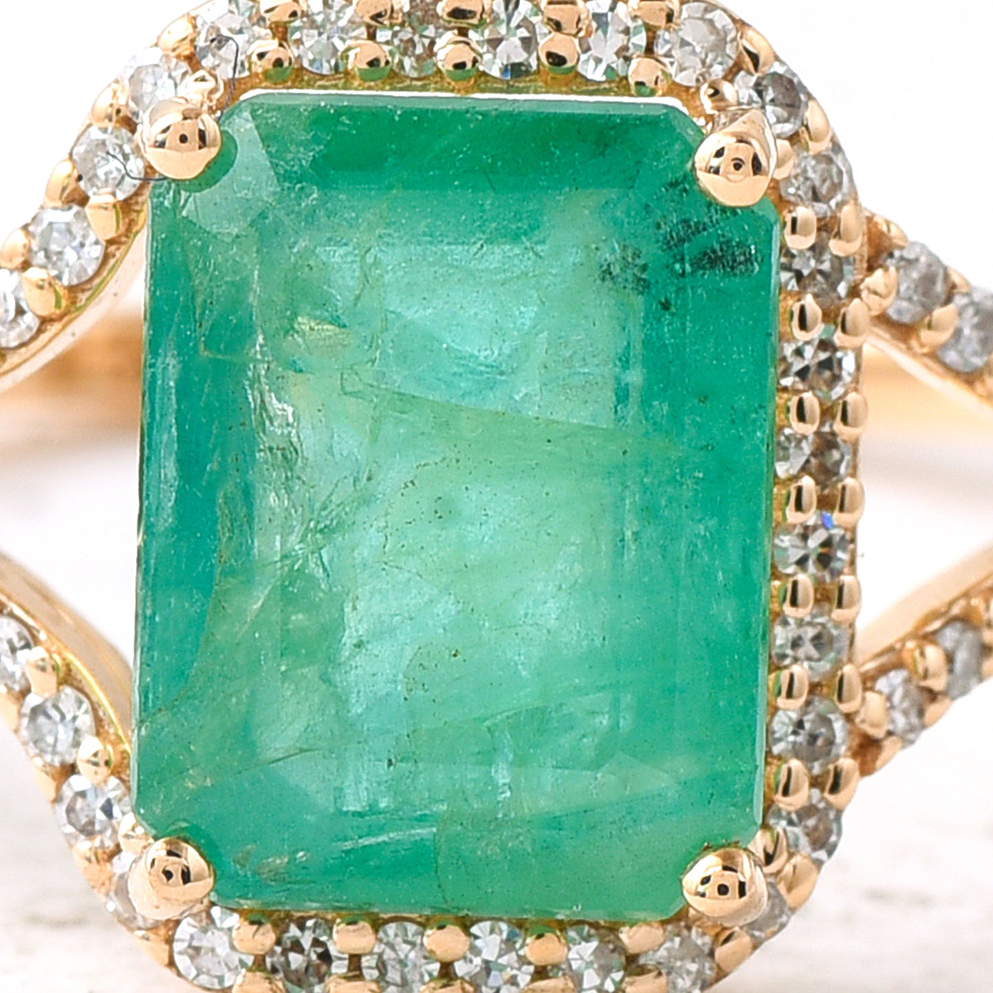 2.04 Ct Octagon Step Cut Natural Emerald 14K Gold Ring