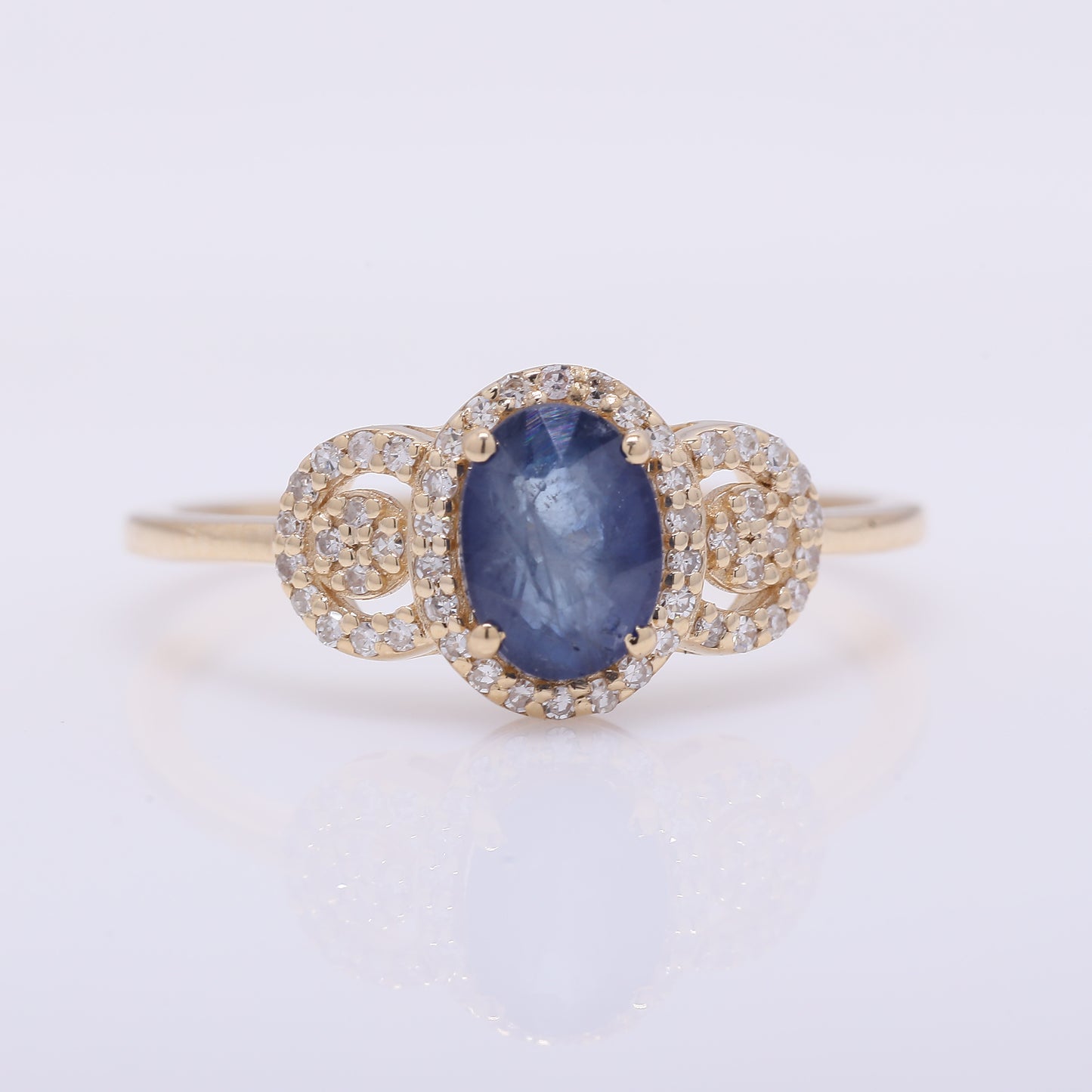 1.17 Ct Oval Mixed Cut Natural Sapphire 14K Gold Ring