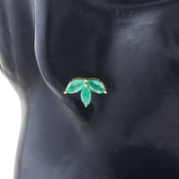 2.07 Ct Marquise Mixed Cut Natural Emerald 14K Gold Earrings
