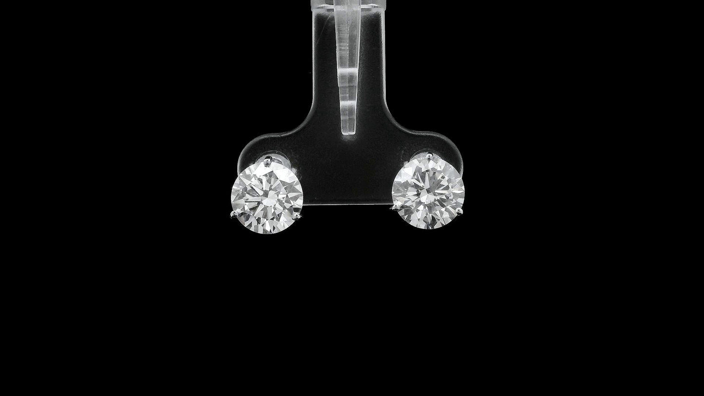 3.21 Ct Round Lab Grown Diamond 14K Gold Earrings