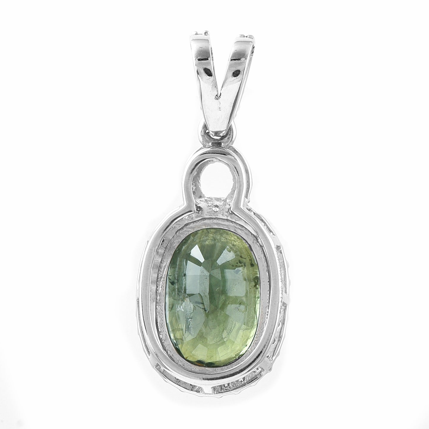 3.02 Ct Oval Mixed Cut Natural Green Sapphire 950 Platinum Pendant