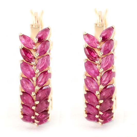 4.82 Ct Marquise Ruby 14K Gold Earrings