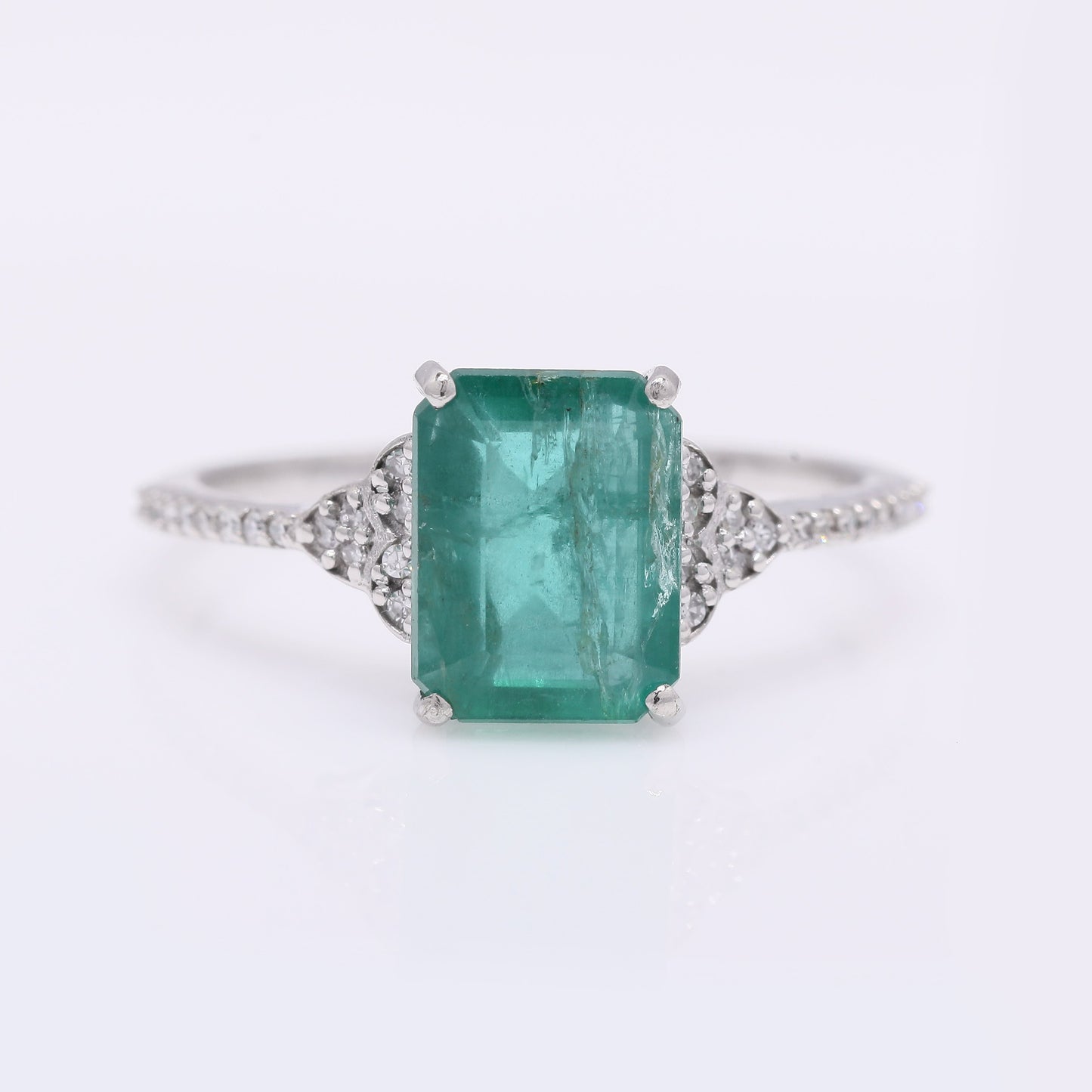 2.28 Ct Octagon Step Cut Natural Emerald 950 Platinum Ring