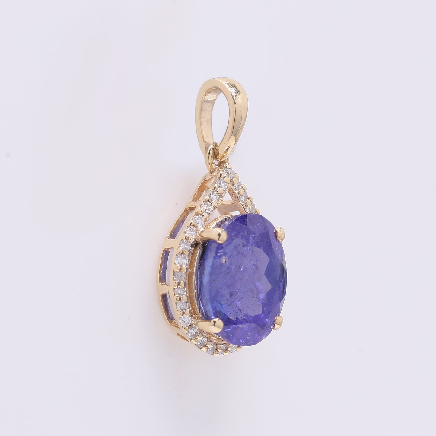 2.64 Ct Oval Mixed Cut Natural Tanzanite 14K Gold Pendant